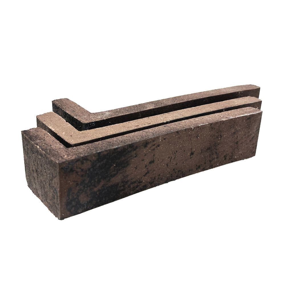 Клинкерная плитка для фасада угловая Terramatic Forta Brown Riegel DK Y 2301-2R Y (8 шт.= 0,08 кв.м) коричневая с черным декором 185х60х40х14 мм