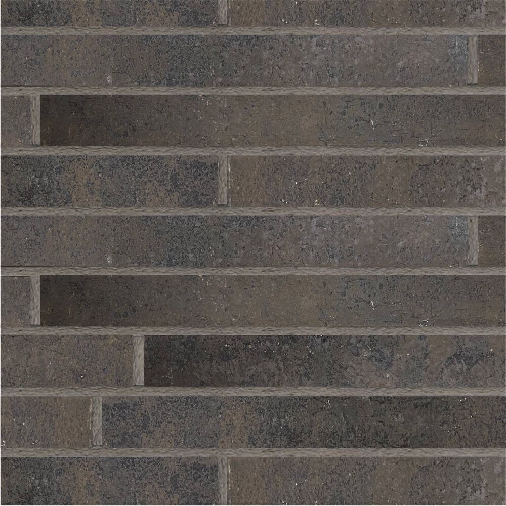 Клинкерная плитка для фасада Terramatic Forta Brown Riegel DK 2301-2R (10 шт.= 0,16 кв.м) коричневая с черным декором 390х40х14 мм