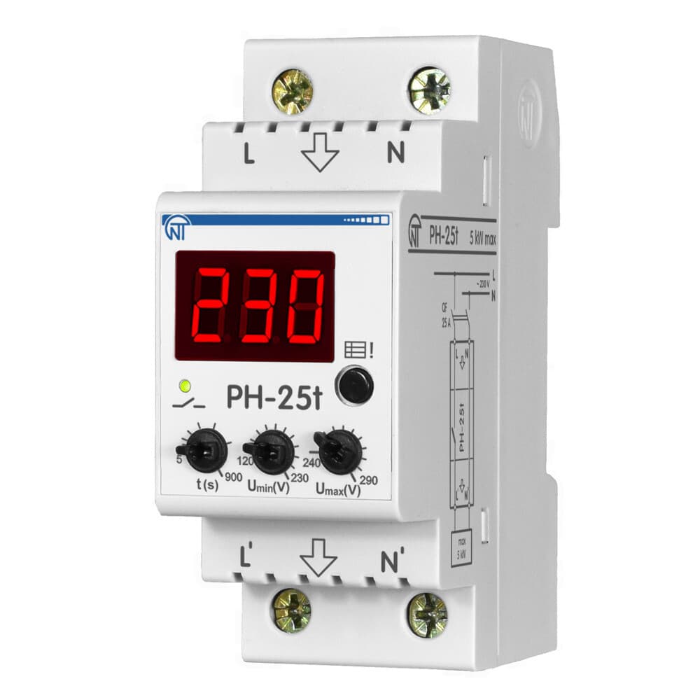 Реле напряжения Новатек-Электро РН-25t 230 В 25 А тип AC (7858059)