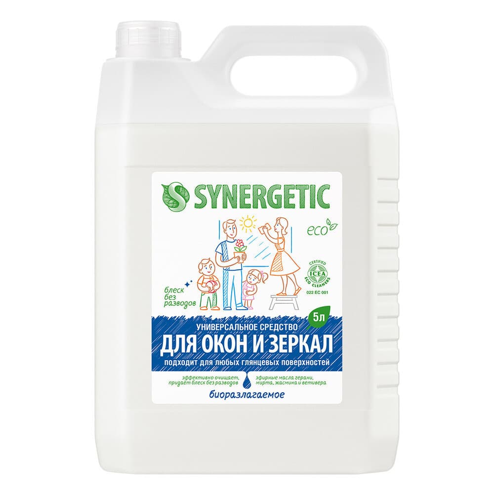 Средство Synergetic для стекол и зеркал 5 л