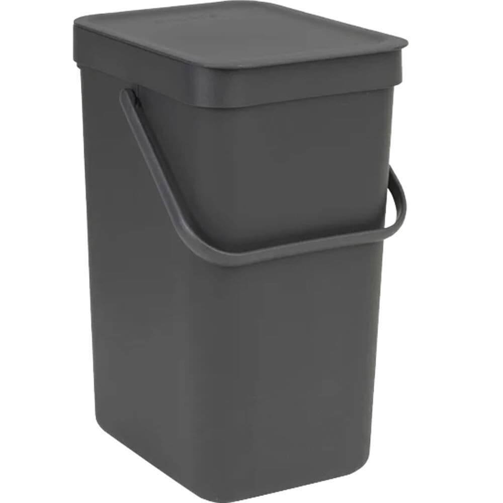 Ведро для мусора Brabantia Sort & Go с крышкой 12 л пластик серое