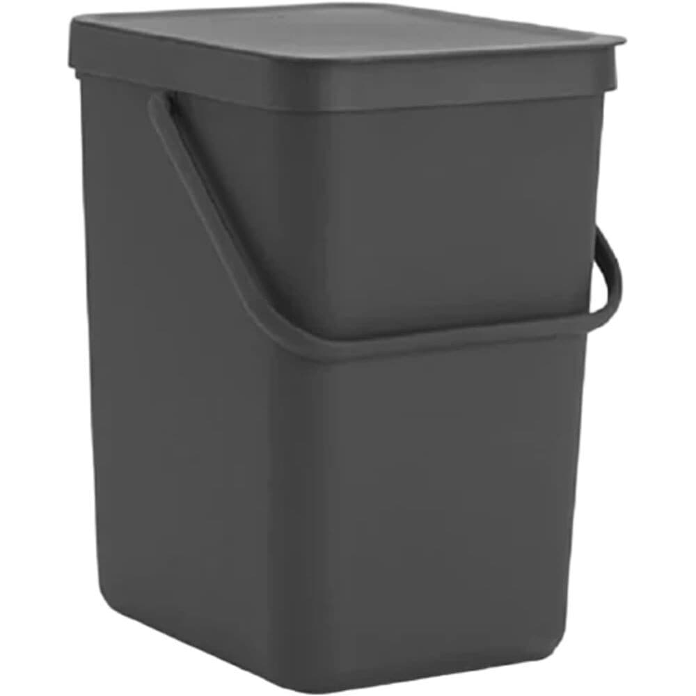 Ведро для мусора Brabantia Sort & Go с крышкой 25 л пластик серое