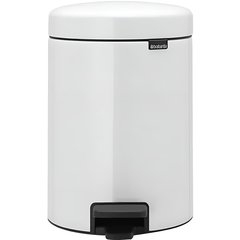 Ведро для мусора Brabantia NewIcon с крышкой 5 л металл белое с педалью