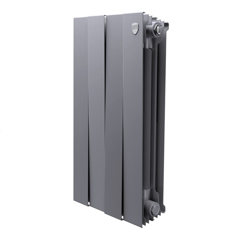Радиатор биметаллический Royal Thermo Piano Forte 500 мм 4 секции 1" боковое подключение серебристый