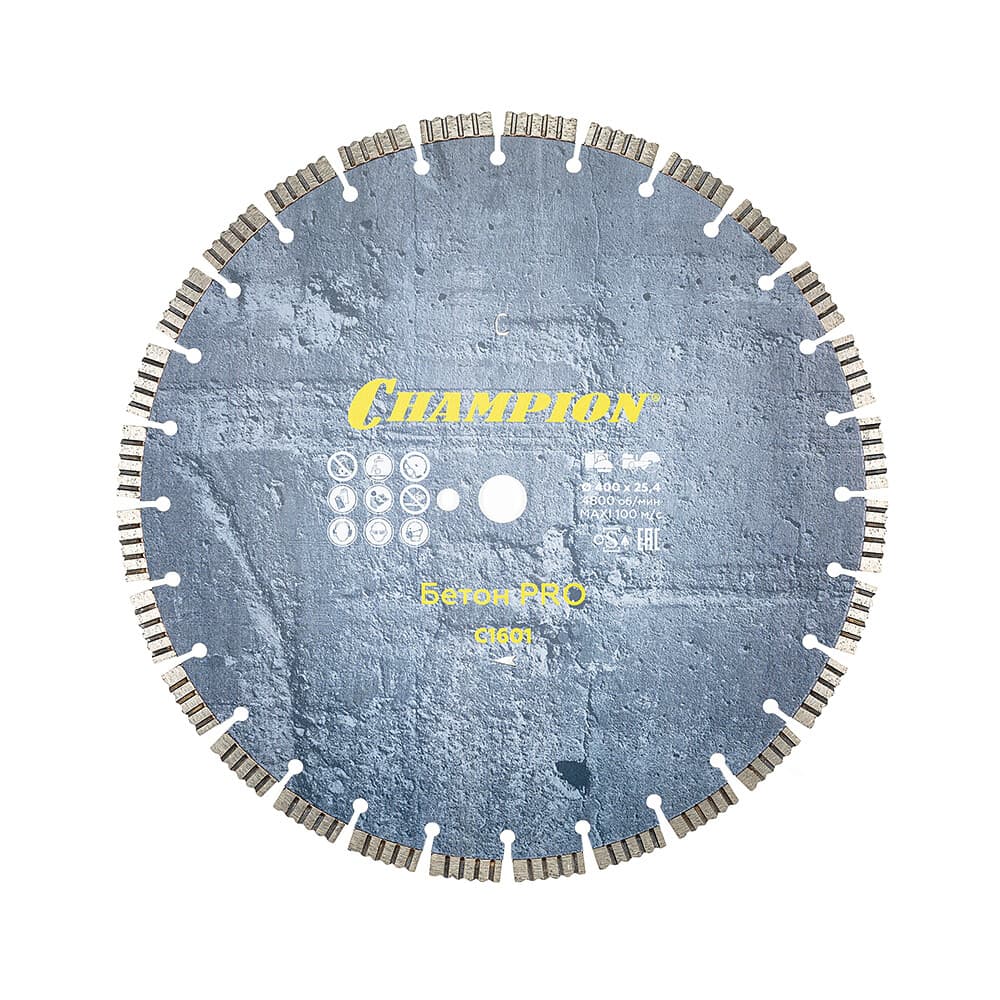 Диск алмазный по бетону Champion Concrete Crunch Pro 400x25,4x12 мм турбосегментный мокрый/сухой рез (C1601)