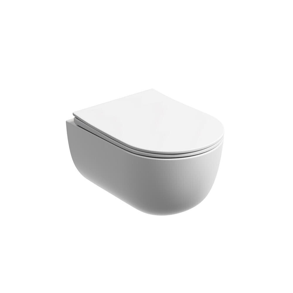Унитаз подвесной Ceramicanova Modena безободковый белый матовый с сиденьем дюропласт микролифт (CN6063MW)
