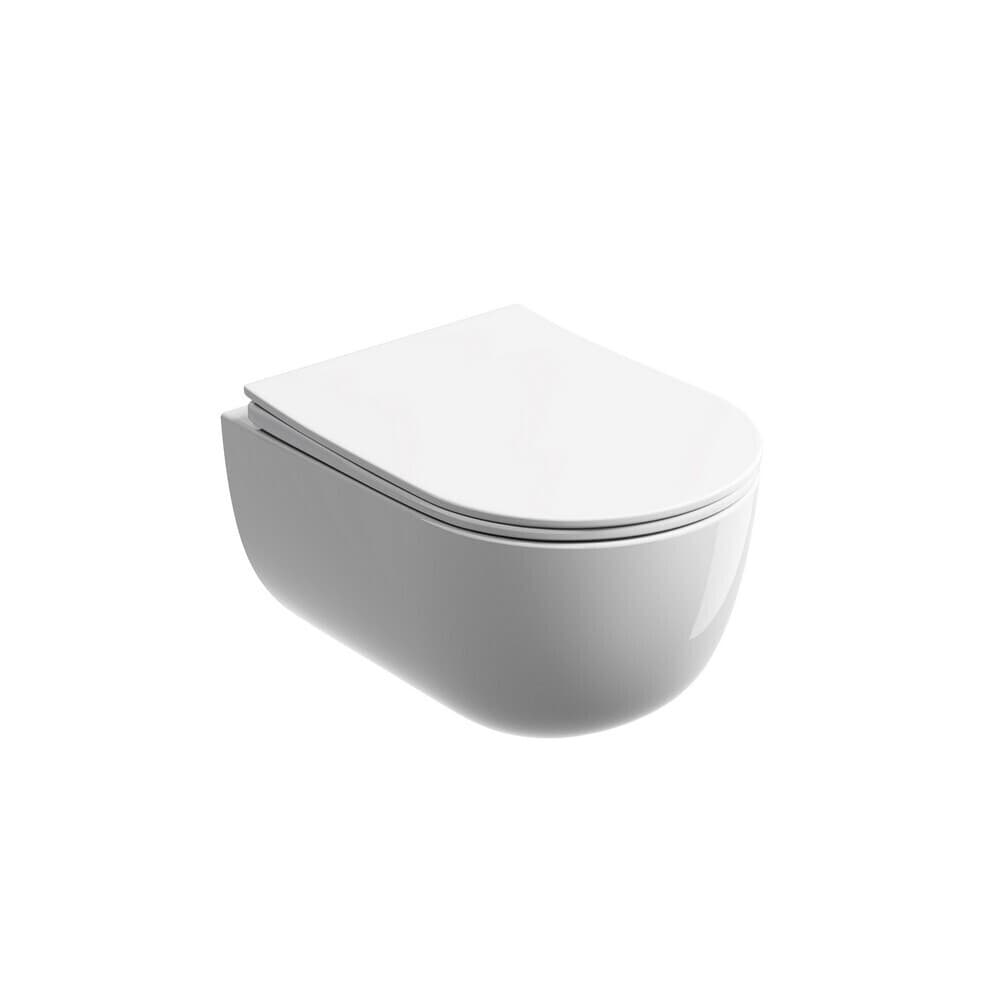 Унитаз подвесной Ceramicanova Modena безободковый белый с сиденьем дюропласт микролифт (CN6063)