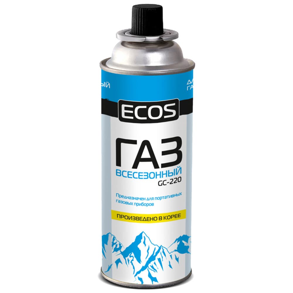 Баллон газовый для портативных плит всесезонный пропан/ бутан/ изобутан Ecos GC-220 одноразовый 0,52 л