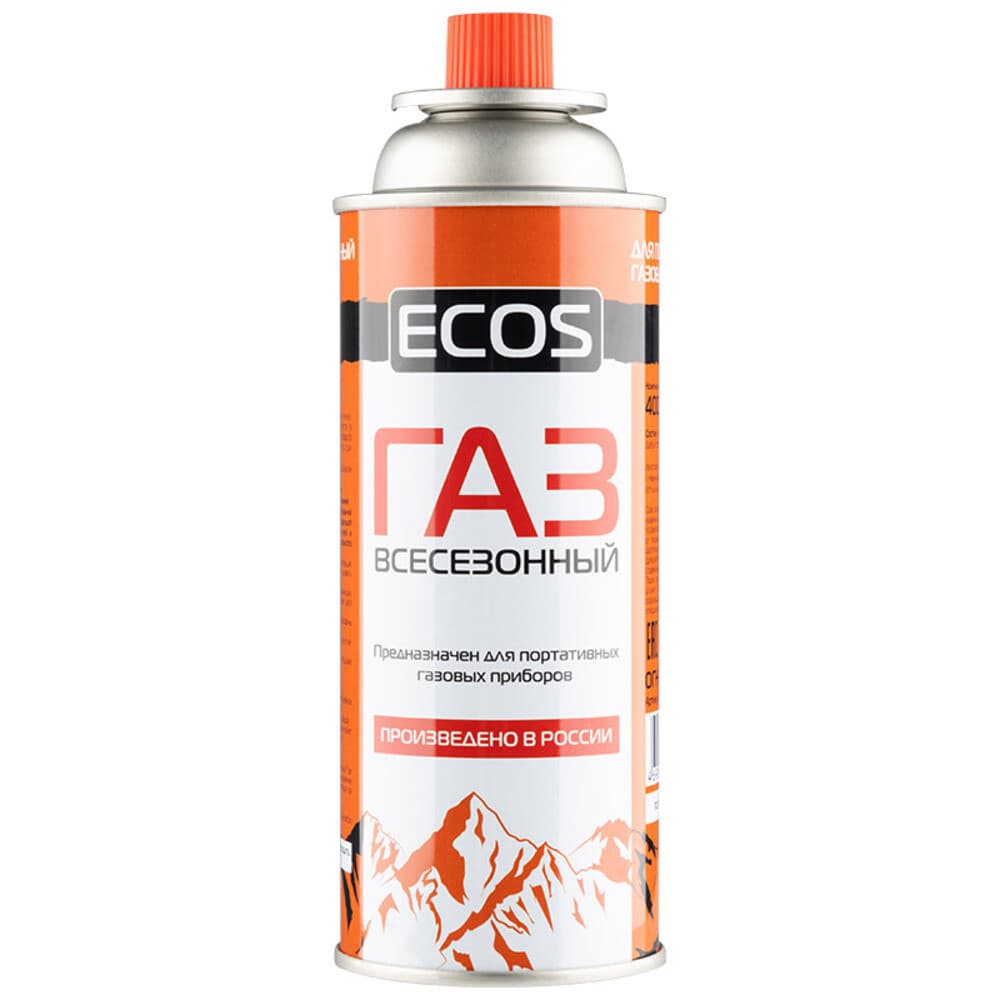 Баллон газовый для портативных плит всесезонный пропан/ бутан/ изобутан Ecos одноразовый 0,4 л