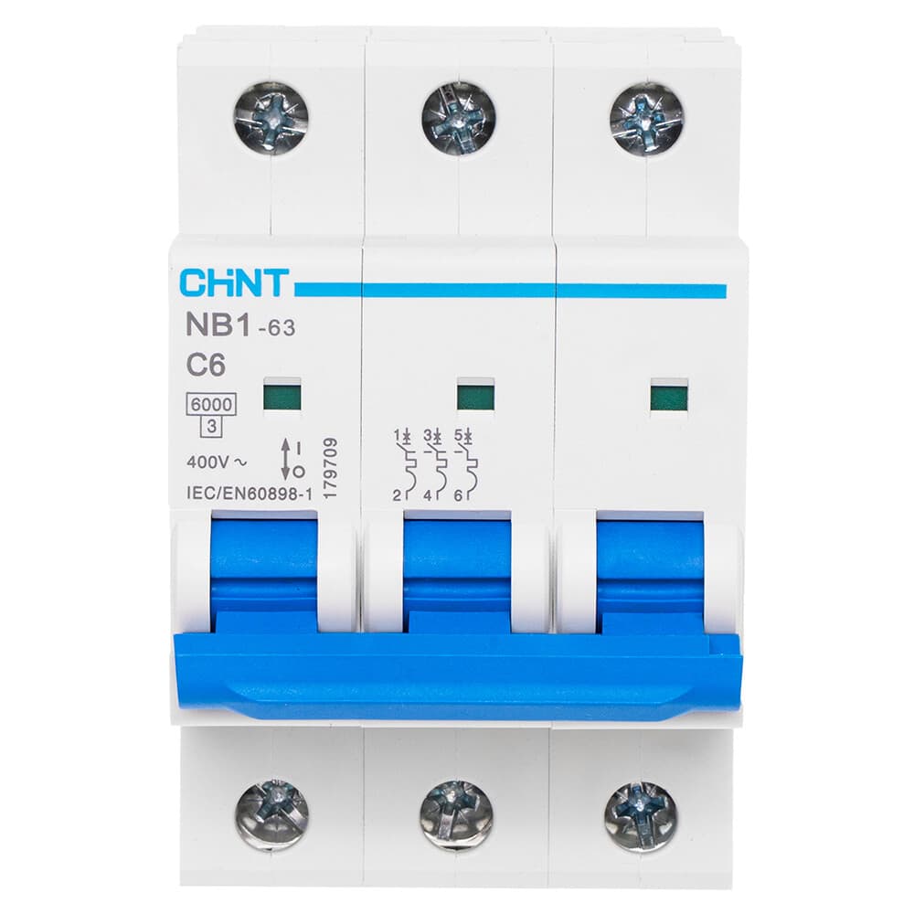 Автоматический выключатель модульный Chint NB1-63 3P 6А тип C 6 кА 400 В (179709)