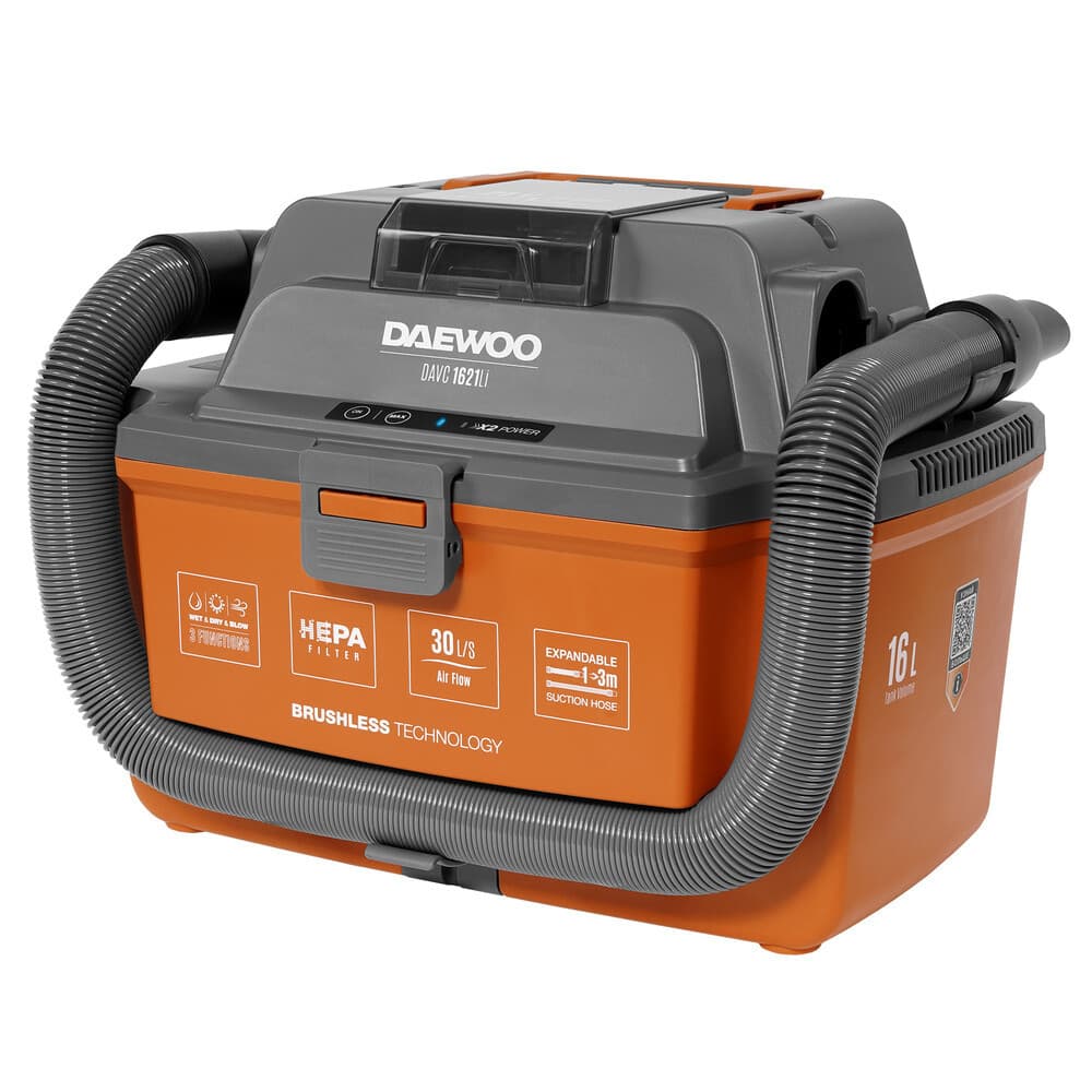 Строительный пылесос аккумуляторный Daewoo DAVC 1621Li SET 200 Вт 21 В 16 л Li-Ion 1 АКБ и ЗУ