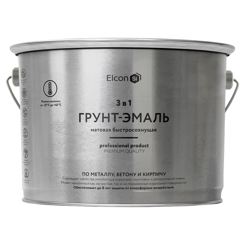 Грунт-эмаль по ржавчине 3в1 Elcon серая RAL 7040 матовая 10 кг