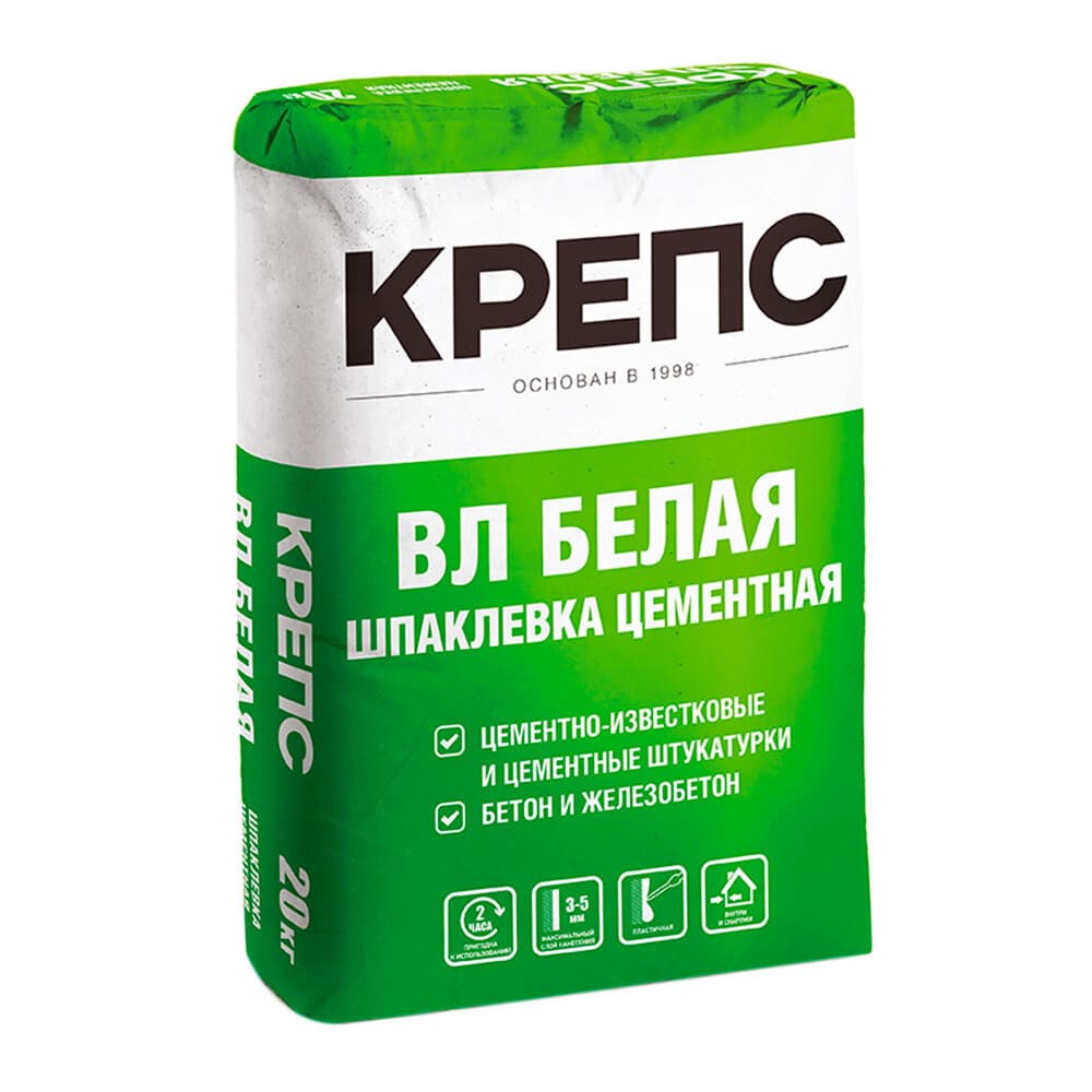 Шпаклевка цементная Крепс ВЛ белая 20 кг