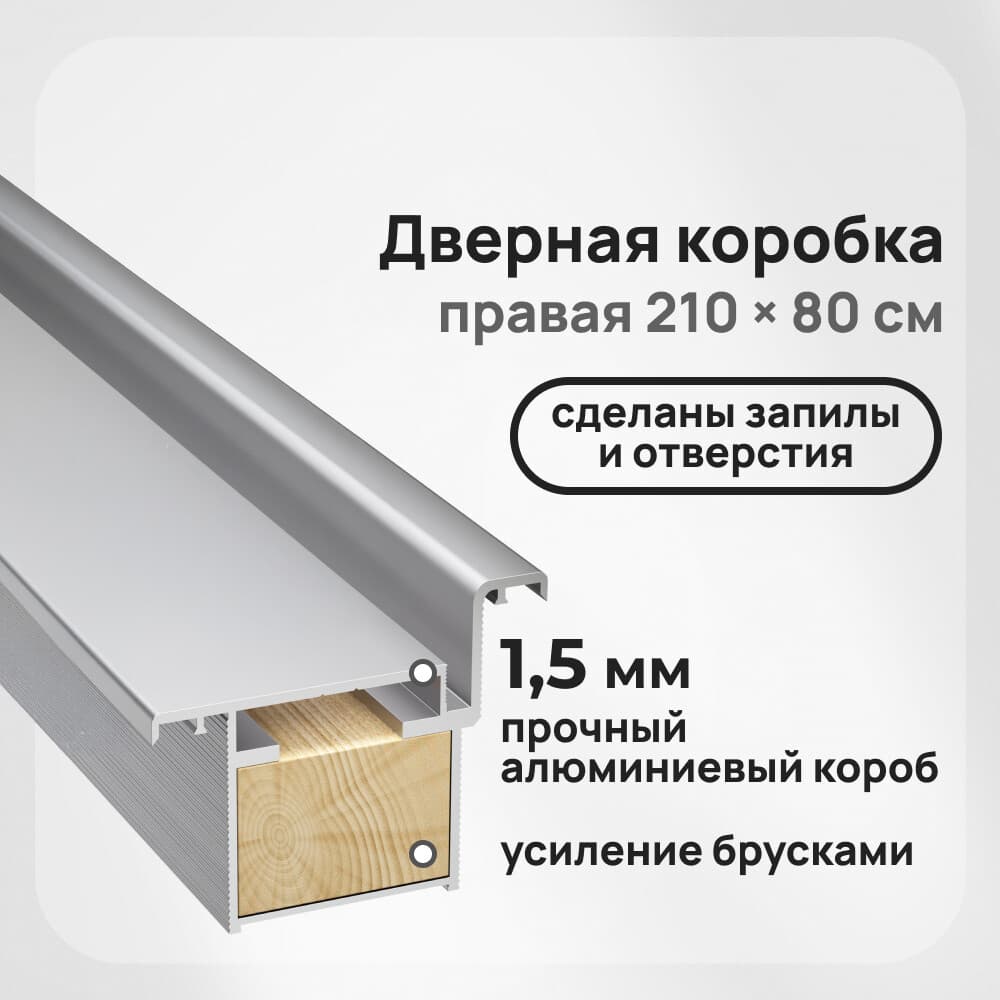 Коробка дверная скрытого монтажа Invisible 59х46,5х2220 мм (800х2100 мм) правая хром с петлями и замком (2,5 шт.)