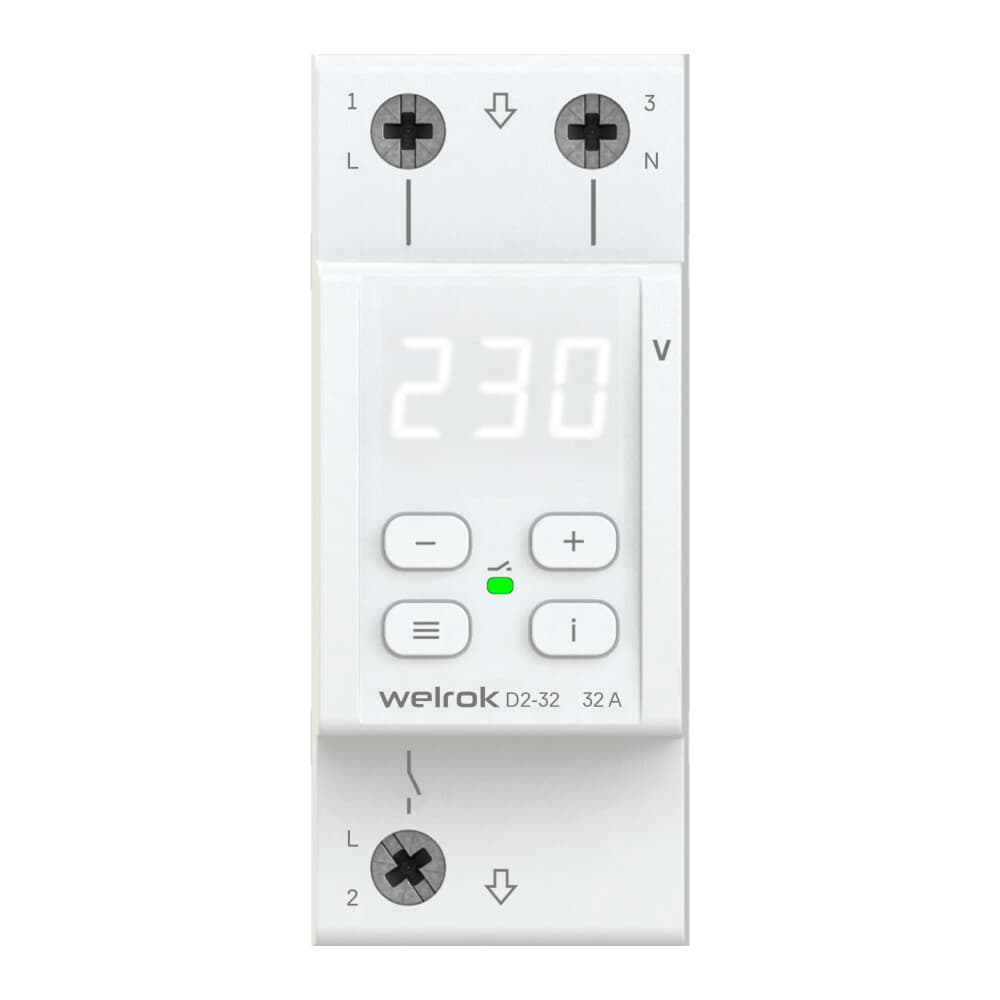 Реле напряжения модульное Welrok D2-32 220 В 32 А тип AC цифровое