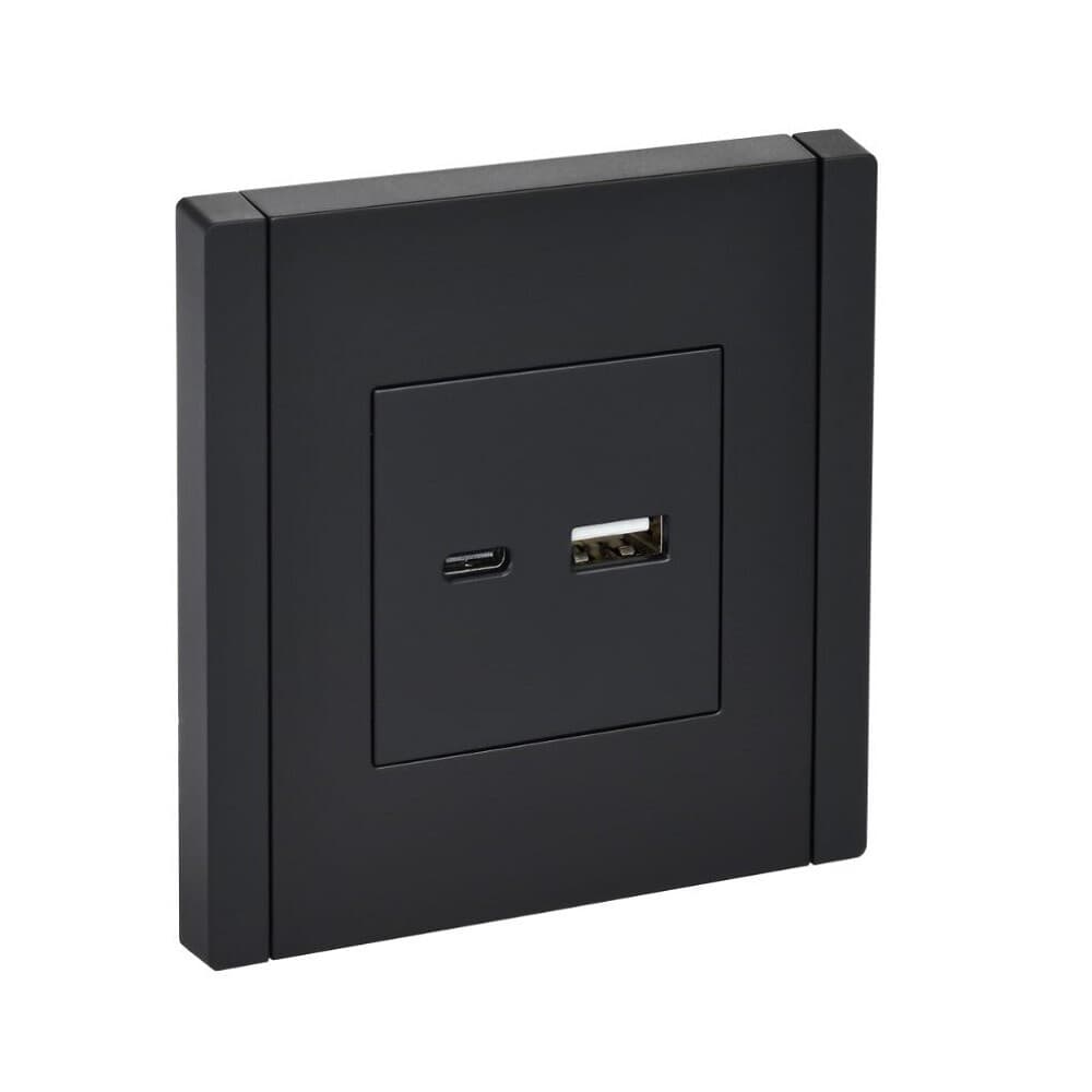 Розетка IEK Forte&Piano FP151 встраиваемая черная с USB-A/ Type-C (FP-U22-018-K02)