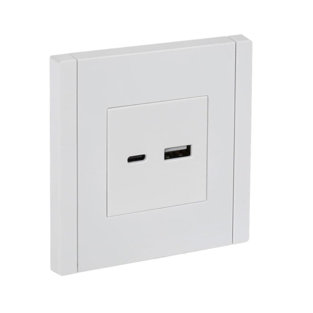 Розетка IEK Forte&Piano FP251 встраиваемая белая с USB-A/ Type-C (FP-U22-018-K01)