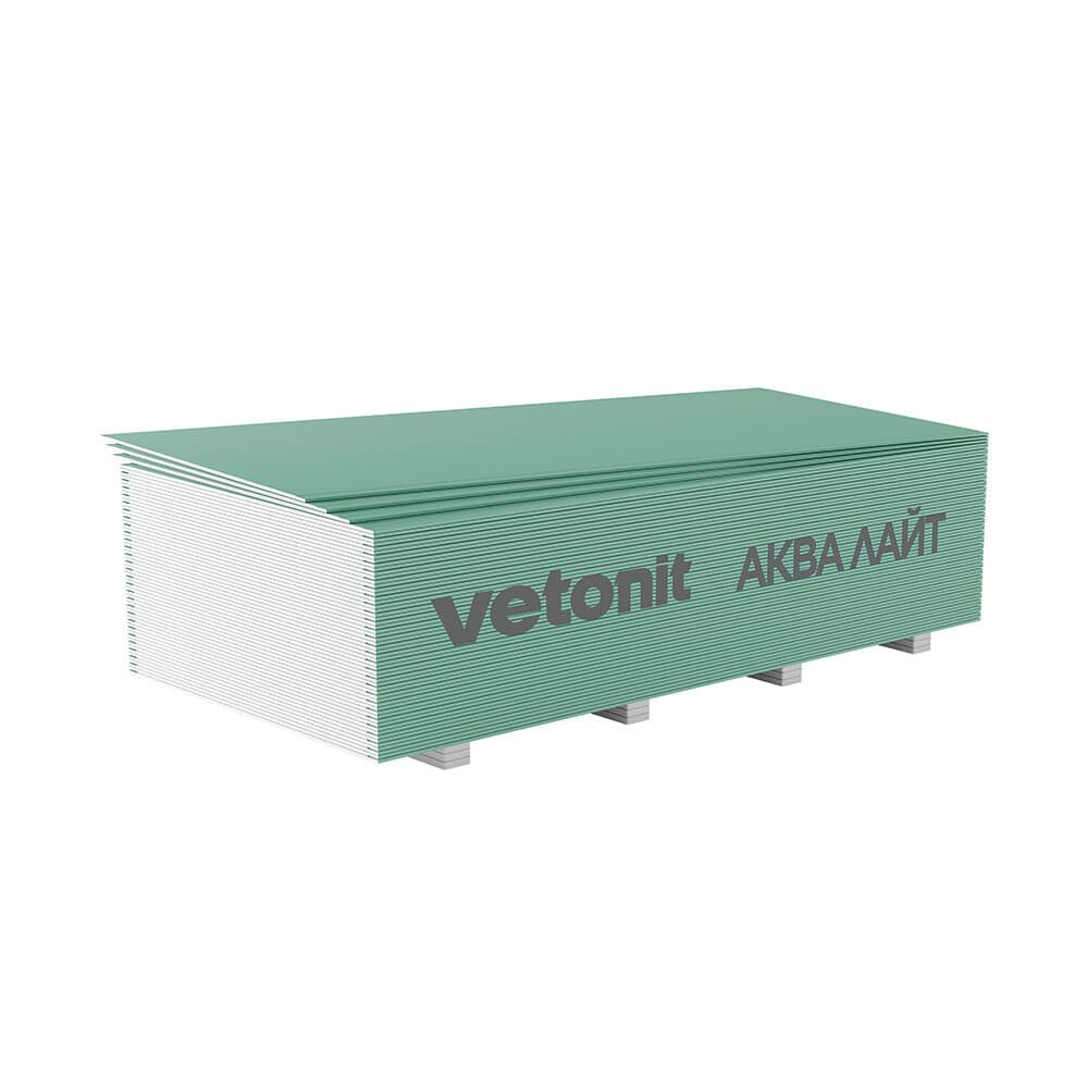 Гипсокартон Vetonit (Gyproc) Аква Лайт 2500х1200х9,5 мм для потолка влагостойкий