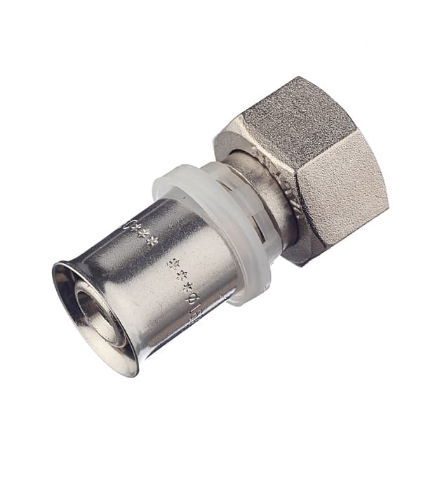 Соединитель прямой Valtec 16(пресс) х 1/2 ВР(г) с накидной гайкой (VTm.222.N.001604)