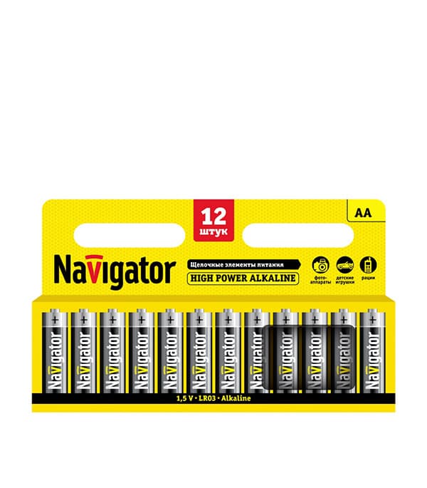 Батарейка Navigator АА пальчиковая LR6 1,5 В (12 шт.)