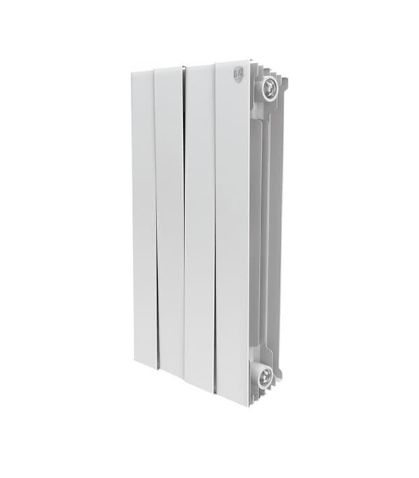 Радиатор биметаллический Royal Thermo Piano Forte 500 мм 4 секции 1" боковое подключение 591х320 мм белый