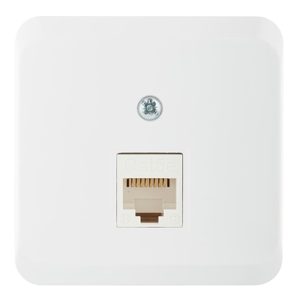 Розетка компьютерная Systeme Electric Этюд накладная белая (KOMA-001B)
