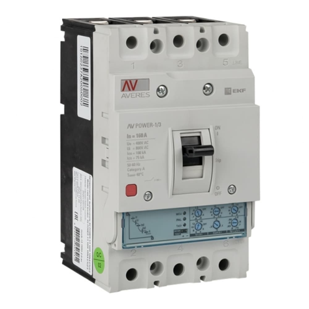 Автоматический выключатель в литом корпусе EKF Averes AV Power-1/3-ETU 2.0 3P 160А 100 кА 400/690 В (mccb-13-160H-2.0-av)