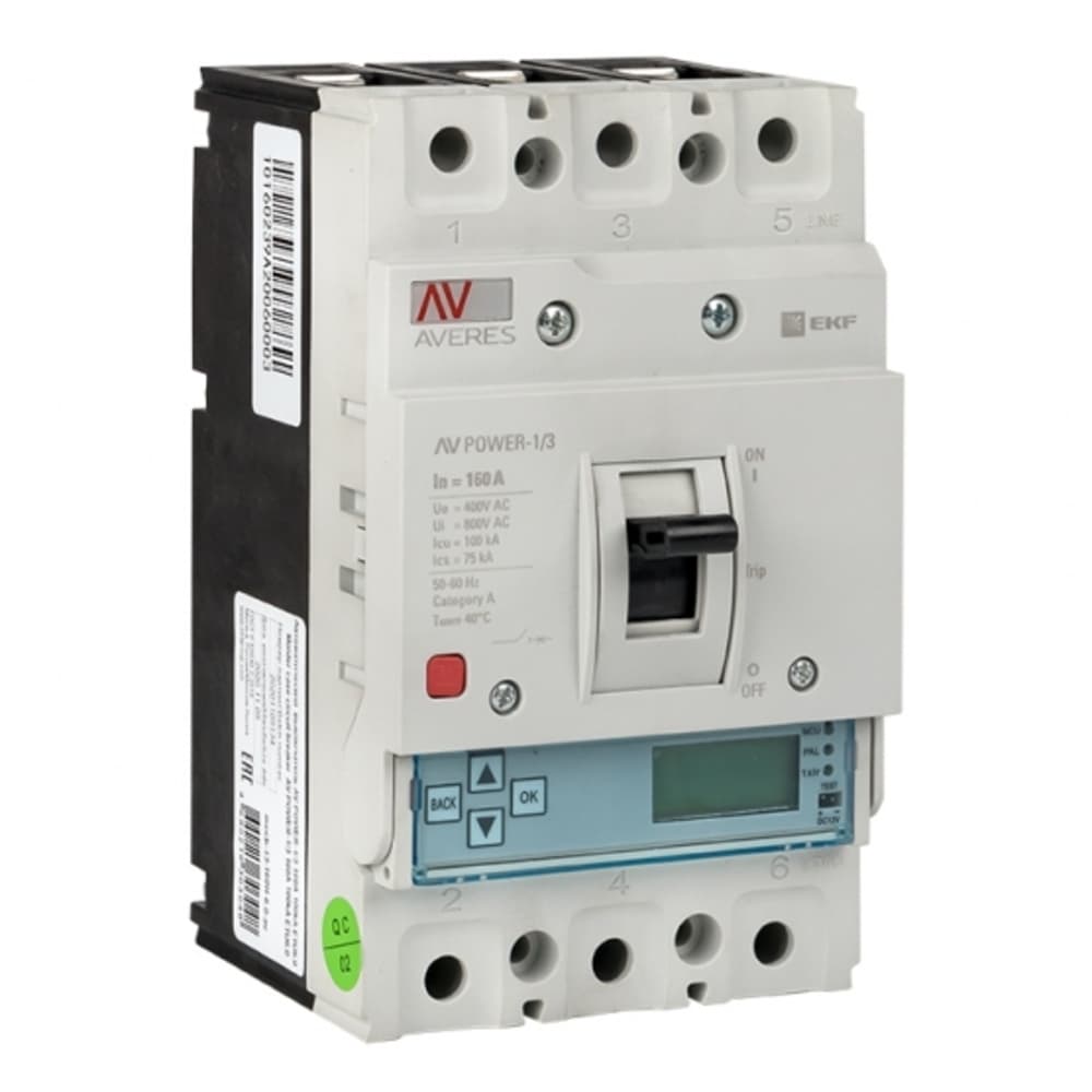 Автоматический выключатель в литом корпусе EKF Averes AV Power-1/3-ETU 6.0 3P 160А 100 кА 400/690 В (mccb-13-160H-6.0-av)