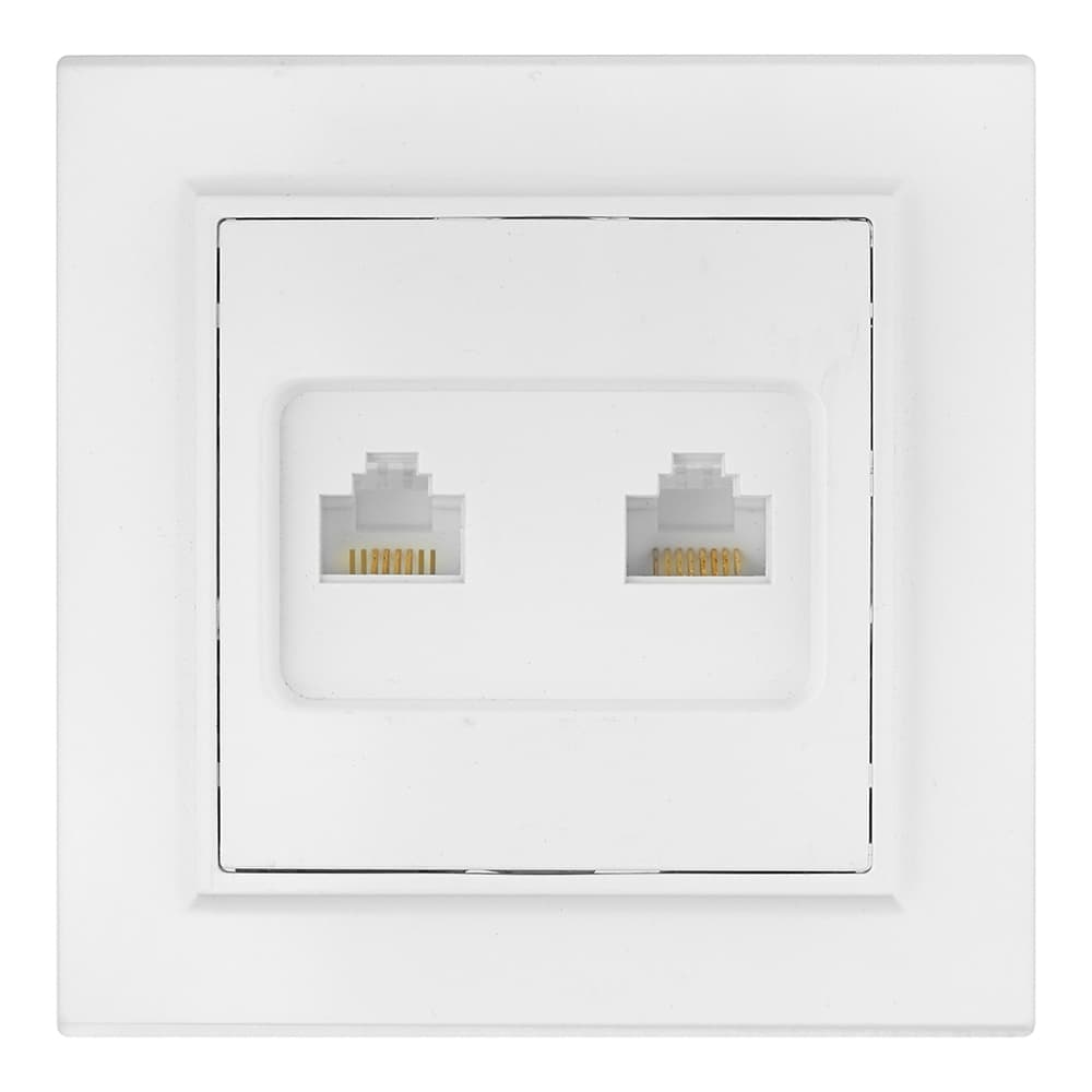 Розетка компьютерная/ телефонная EKF Минск встраиваемая белая RJ11/ RJ45 (ERK00-135-10)