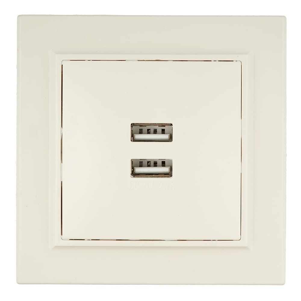 Розетка USB EKF Минск встраиваемая бежевая 2хUSB-А (ERR-2USB-200)