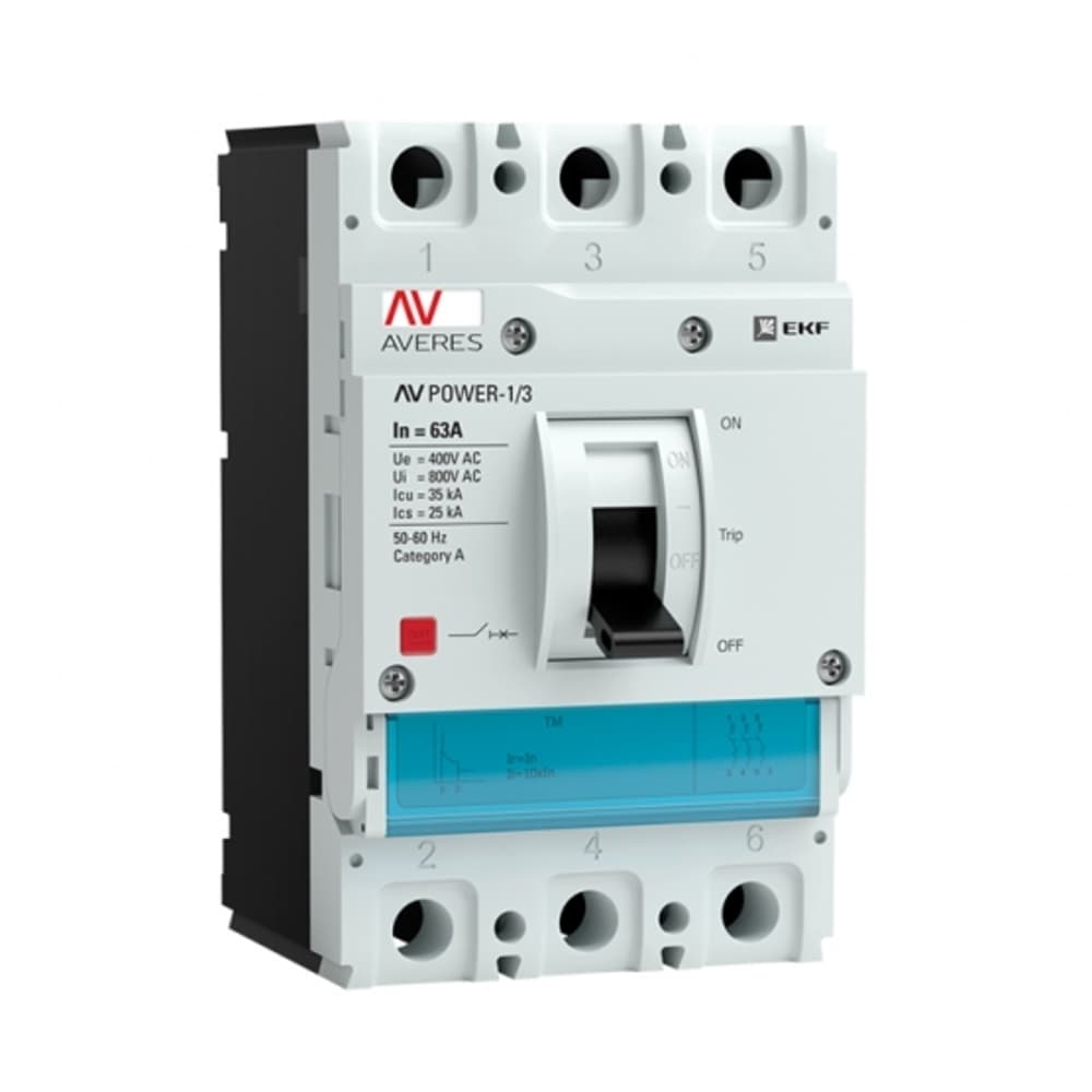 Автоматический выключатель в литом корпусе EKF Averes AV Power-1/3-TR 3P 63А 35 кА 400/690 В (mccb-13-63-TR-av)