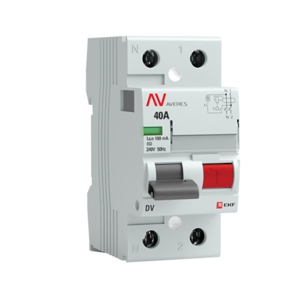 УЗО EKF Averes DV 40А 1P+N тип AC 100 мА 10 кА (rccb-2-40-100-ac-av)