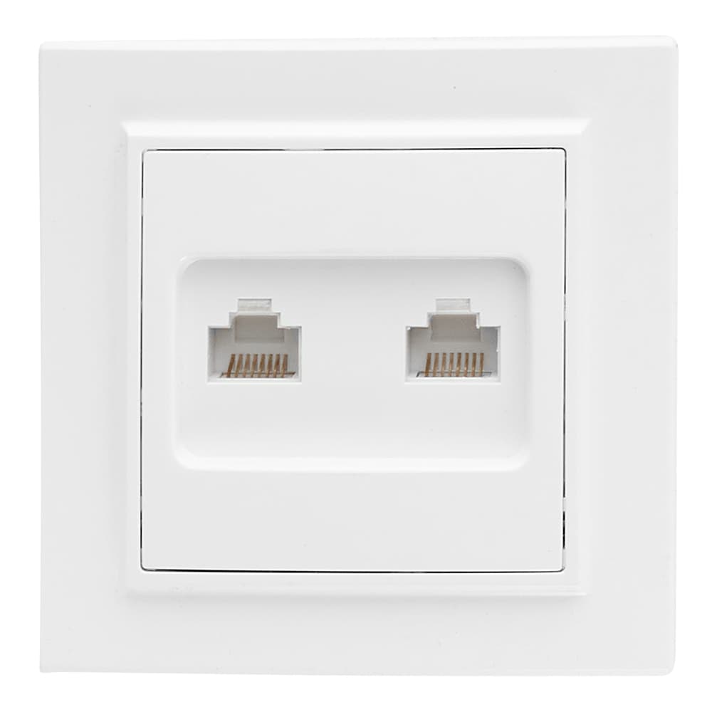 Розетка компьютерная EKF Минск встраиваемая белая 2хRJ45 (ERK02-035-10)