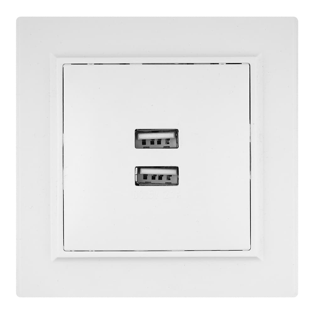 Розетка USB EKF Минск встраиваемая белая 2хUSB-А (ERR-2USB-100)