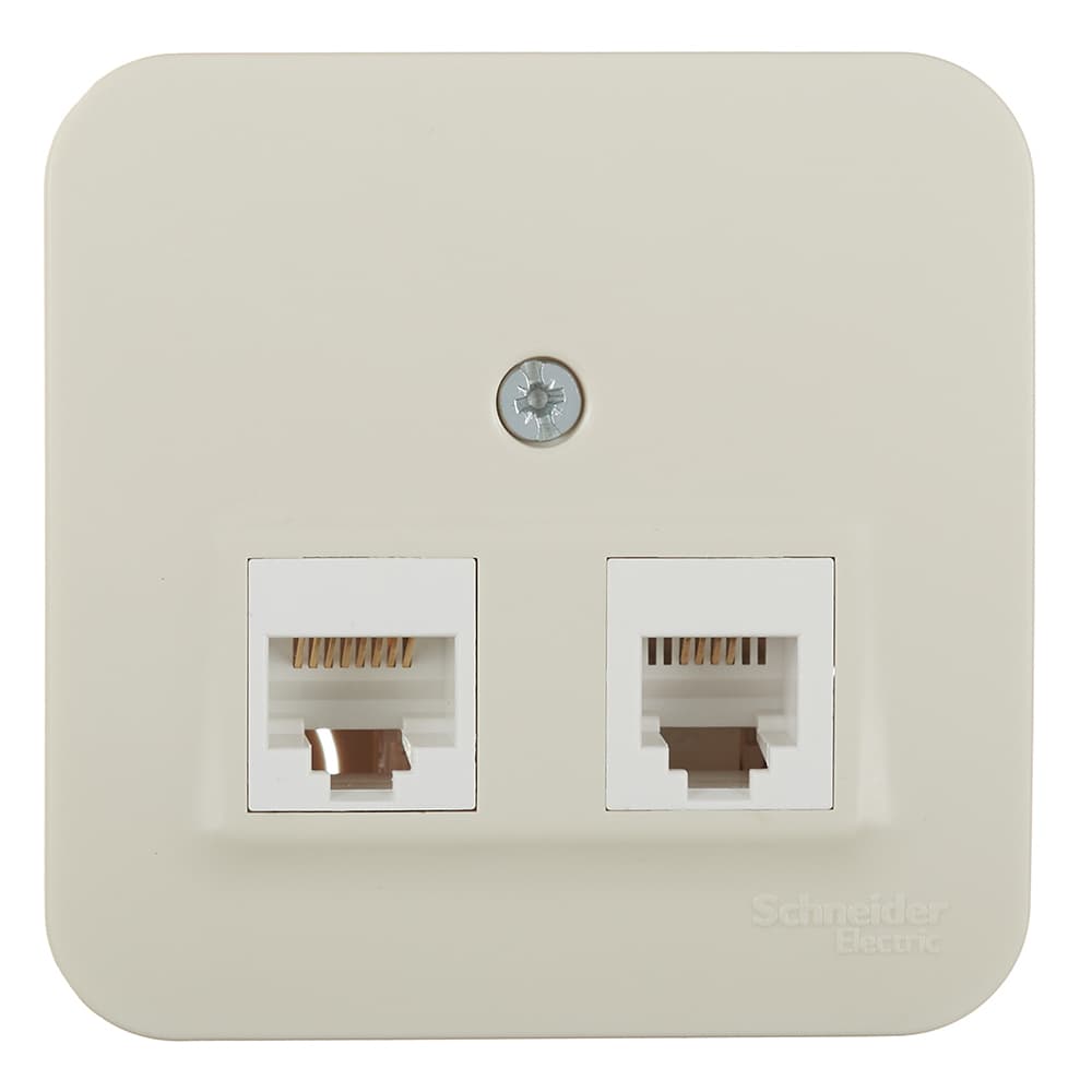 Розетка компьютерная/ телефонная Systeme Electric Blanca накладная бежевая RJ11/ RJ45 (BLNIA045117)