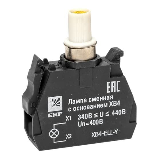 Лампа сменная EKF PROxima ХВ4 39х32х10 мм 400 В IP40 с основанием пластиковая желтая (XB4-ELL-Y)