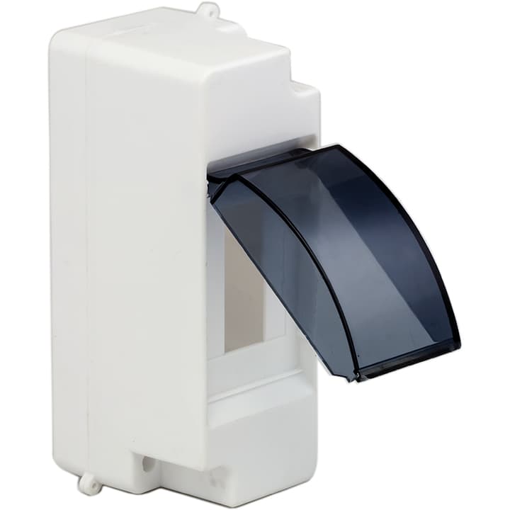 Щит распределительный навесной EKF PROxima КМПН 1/2 пластиковый IP30 140х50х65 мм 2 модуля прозрачная дверь белый (pbm40-nk-2)