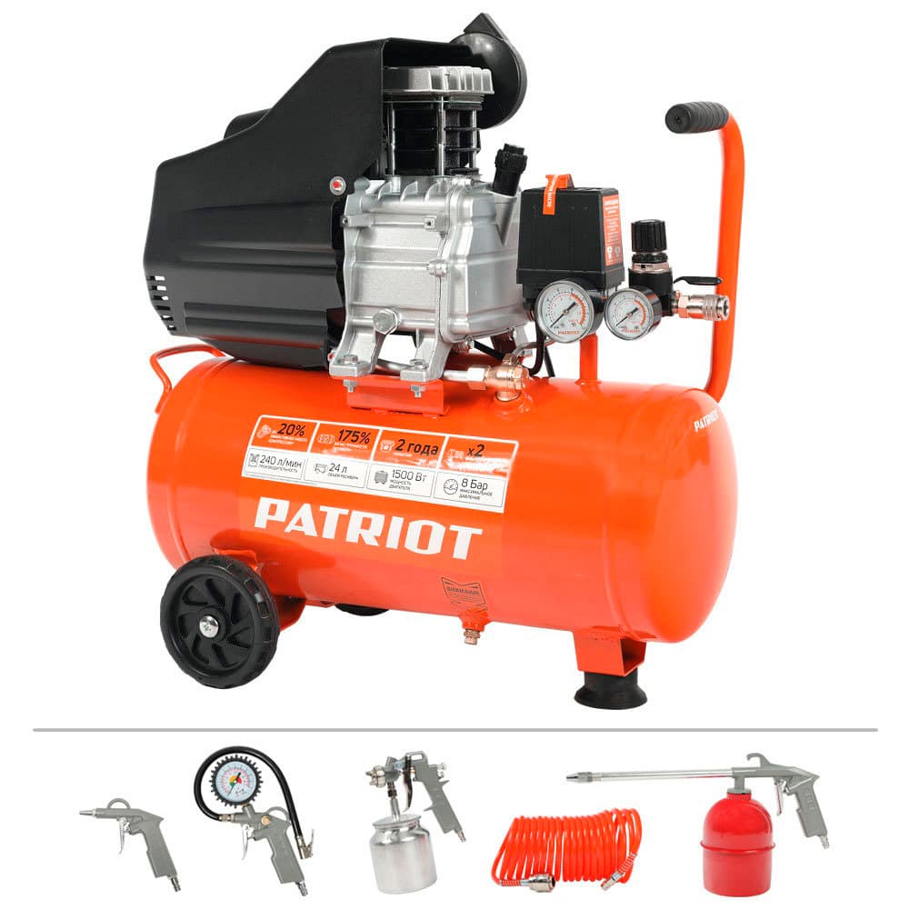 Компрессор масляный Patriot Euro 24-240 K 24 л 1,5 кВт (525306366)