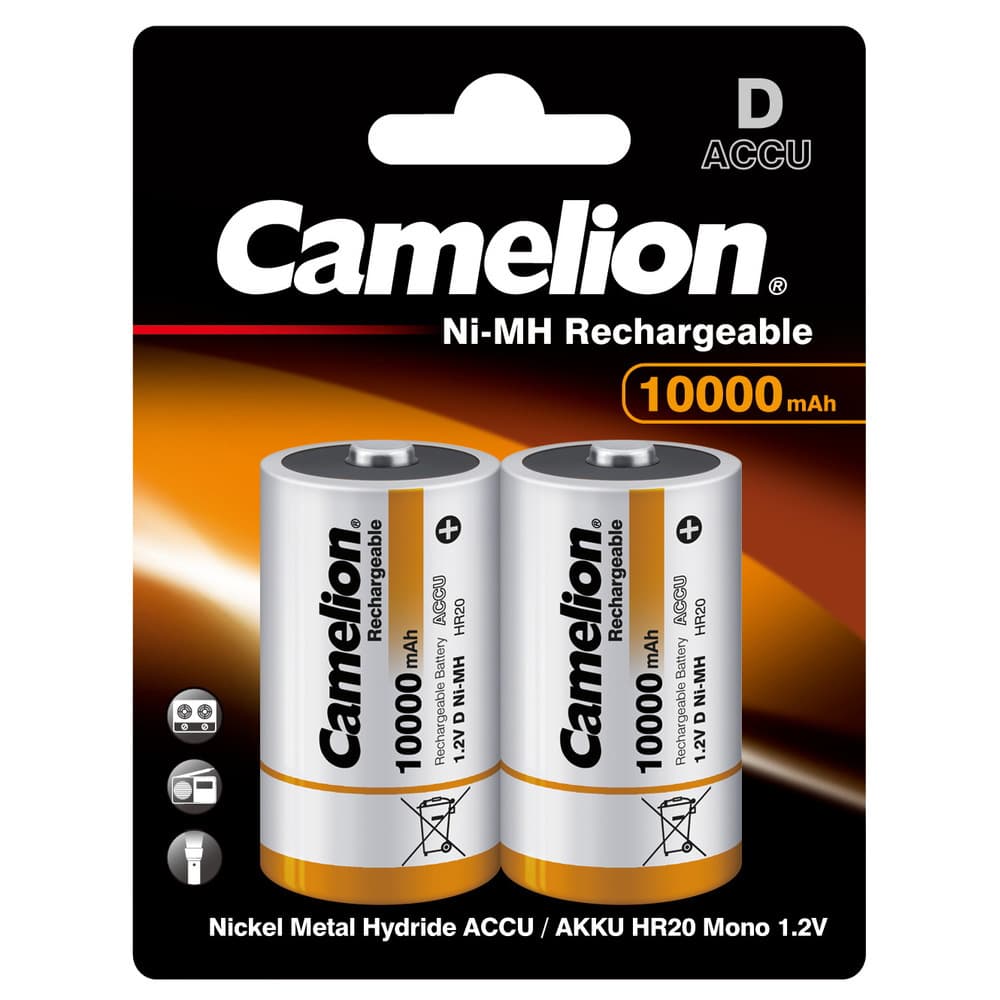 Аккумулятор Camelion D 1,2 В 10000 мАч металл (2 шт.) (NH-D10000BP2)