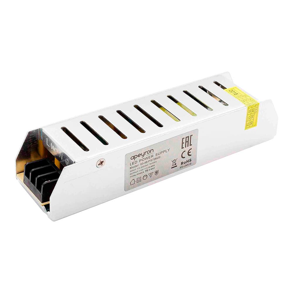 Блок питания для светодиодной ленты Apeyron 220/12 В 75 Вт IP20 (03-48)