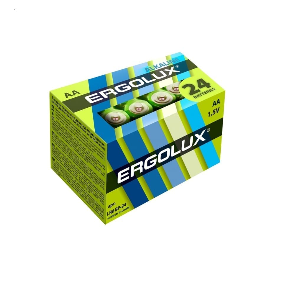 Батарейка Ergolux BP24 АА пальчиковая LR6 1,5 В (24 шт.) (LR6BP-24)