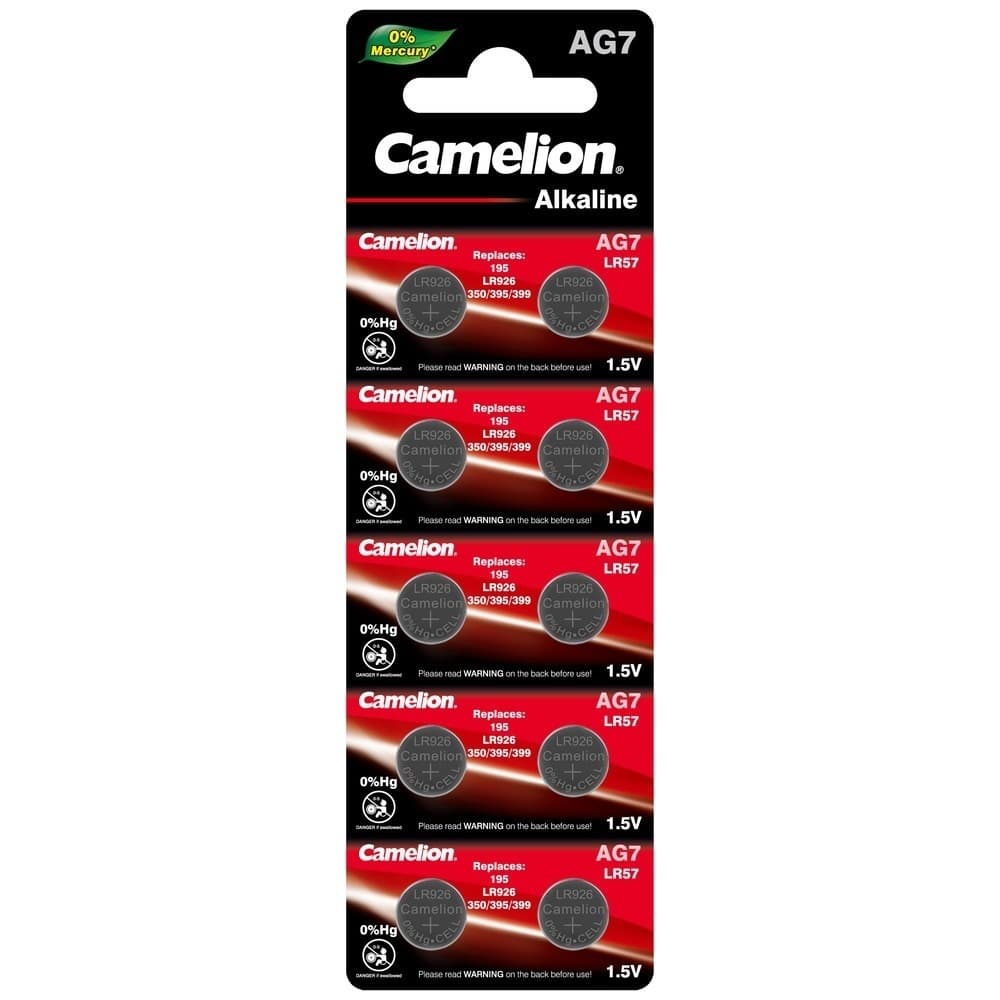 Батарейка Camelion Mercury Free таблетка G7 1,5 В (10 шт.) (AG7-BP10)