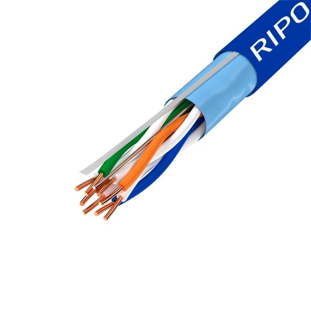 Интернет-кабель (витая пара) FTP CAT6 4х2х0,57 мм экранированный Ripo синий (100 м)