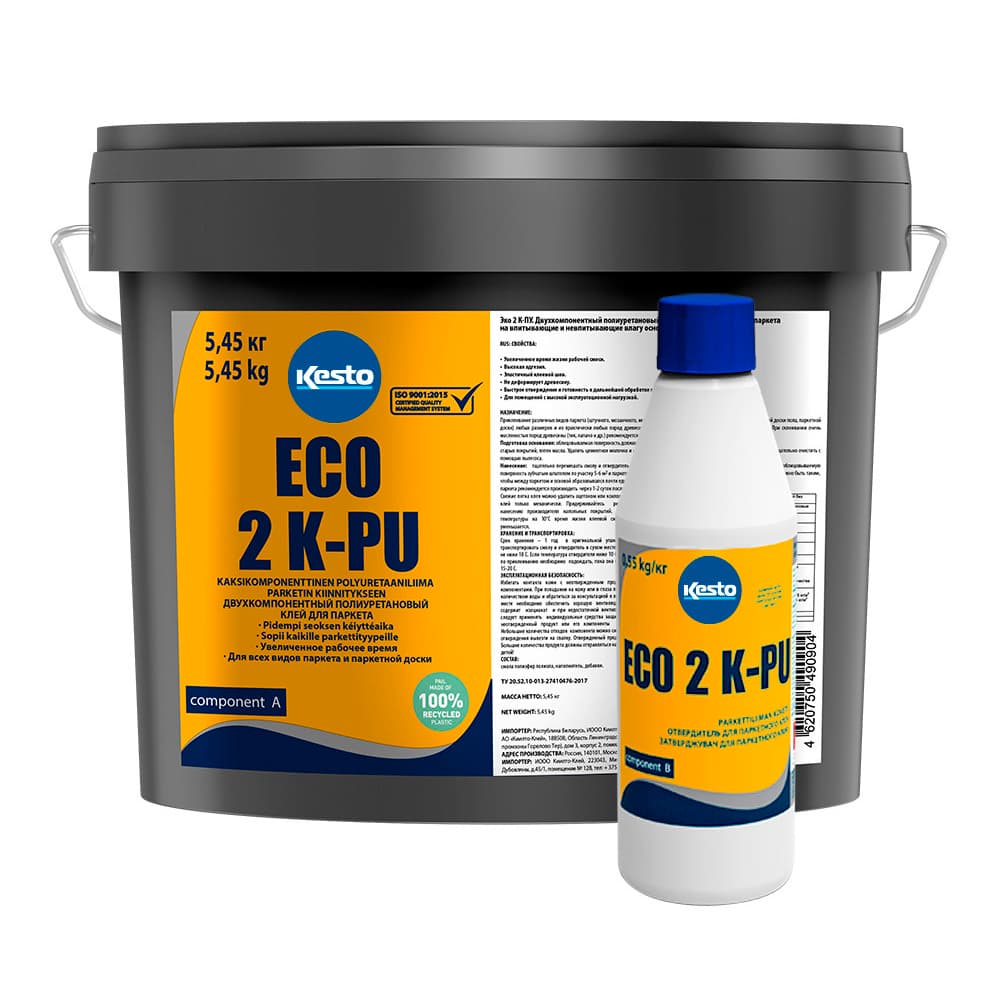 Клей для паркета полиуретановый Кесто Eco 2 K-PU двухкомпонентный 5,45 кг + 0,55 кг