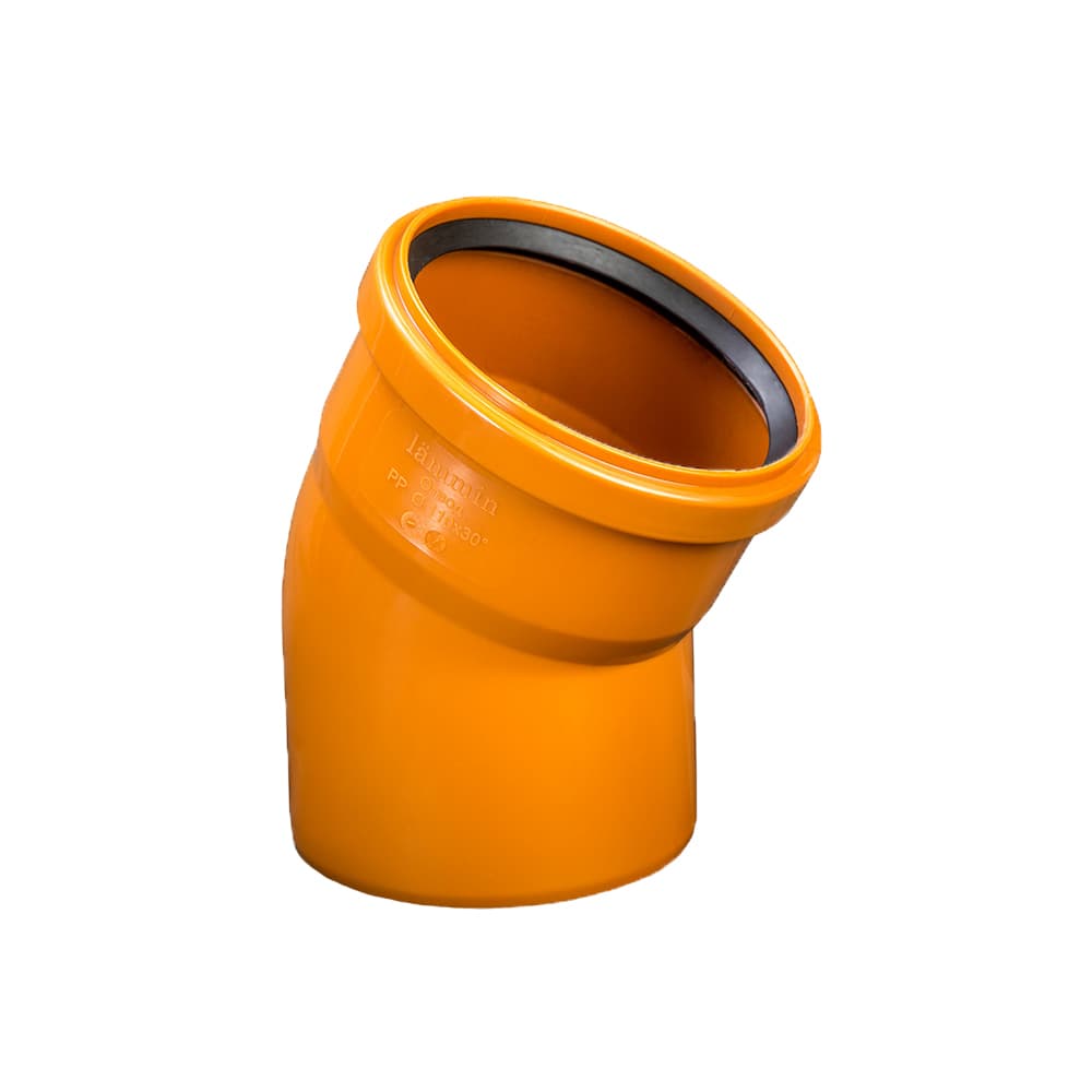 Отвод Lammin d110 мм 30° пластиковый для наружной канализации - 1