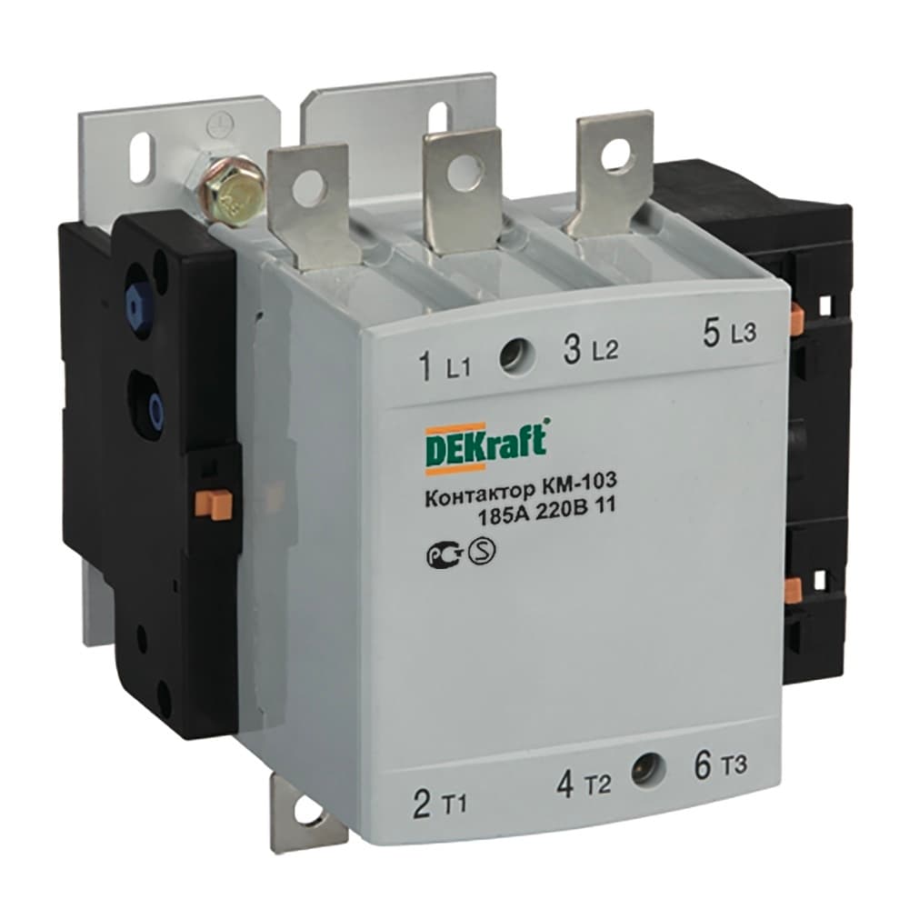 Контактор модульный Dekraft КМ-103 220 В 185 А тип AC 1НО+1НЗ (22154DEK)