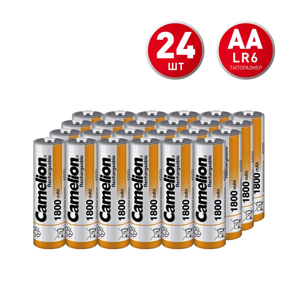 Аккумулятор Camelion АА пальчиковый HR6 1,2 В Ni-MH 1800 мАч (24 шт.) (NH-AA1800BP2)