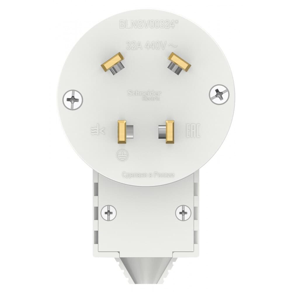 Вилка силовая прямая переносная Systeme Electric Blanca с заземлением 3Р+N 32 А 440 В IP20 белая (BLNSV003241)