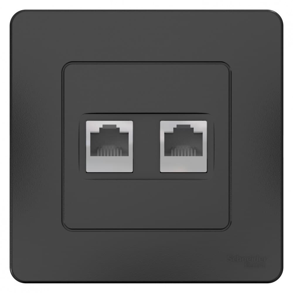 Розетка компьютерная Systeme Electric Blanca встраиваемая антрацит 2хRJ45 (BLNIS045456)