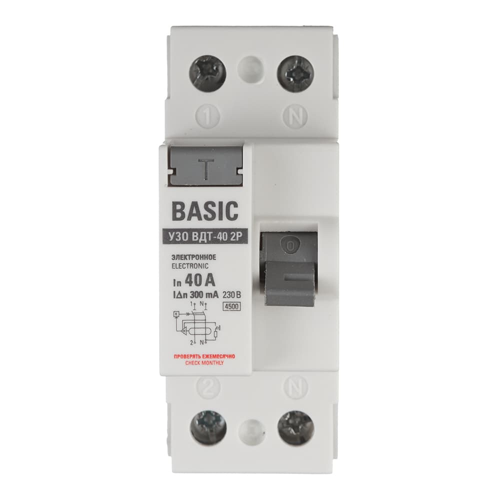 УЗО EKF Basic ВДТ-40 40А 1P+N тип AC 300 мА 4,5 кА (elcb-2-40-300e-sim)